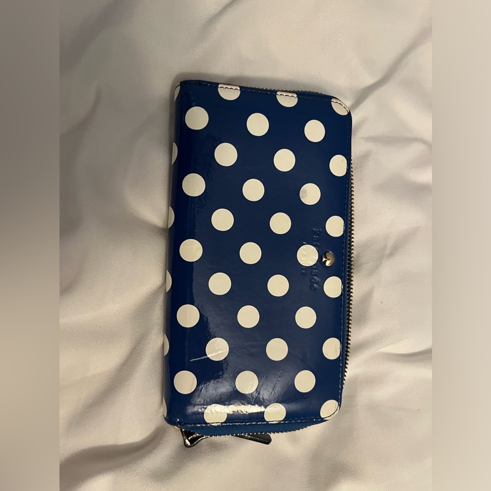 Kate Spade wallet Navy with white polka dots
